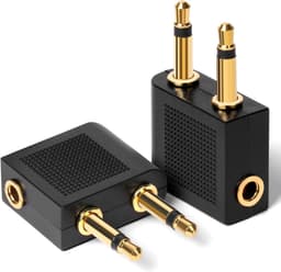 Allecto plus - Vliegtuigadapter 2 stuks voor koptelefoon - Verguld - Universele 3.5 mm adapter - Vliegtuighoofdtelefoon - Multimediasystemen — thumbnail 1