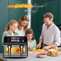 Jensaro Airfryer Dubbele Mand 9L XXL - 2200W Heteluchtfriteuse - 2x4,5L - LED Touchscreen - 10 Programma’s - Olievrij Frituren — thumbnail 8