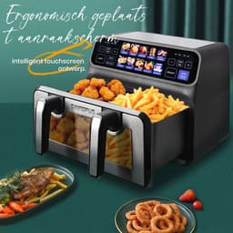 Jensaro Airfryer Dubbele Mand 9L XXL - 2200W Heteluchtfriteuse - 2x4,5L - LED Touchscreen - 10 Programma’s - Olievrij Frituren — thumbnail 10
