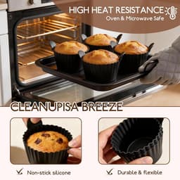 Siliconen muffinvormpjes voor airfryers, 6 stuks. Deze siliconen muffinvormpjes zijn perfect voor het maken van muffins, andere gebakjes, eieren, enz. BPA-vrij en herbruikbaar. — thumbnail 4