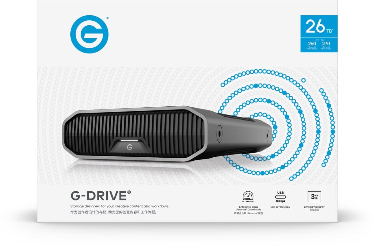 G-DRIVE® 26TB External Desktop Hard Drive, 7200RPM Ultrastar® Hard Drive Enterprise-Class, USB-C™ (10Gbps), tot 260MB/s, Mac-Ready — afbeelding 1