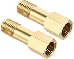 2 Stuks Messing Verlengconnector Pijp Fitting, G1/4 Vrouwelijk naar G1/4 Mannelijk Draadadapter, 50mm Verlenging voor Pijpverbinding en Coupling