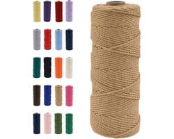 Macrame Draad 2 mm in Linnenkleur - 100 m Natuurlijke Katoen Koord voor Creatieve Projecten, Breien en Boho Decoratie