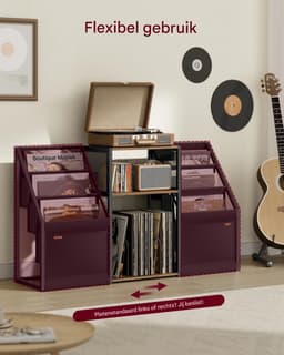 Jessi Store - Platenspeler meubel - LP kast - Vinyl opbergkast - Draaitafelstandaard - Bijzettafel - 3 lagen - 81x30x69 cm — thumbnail 3