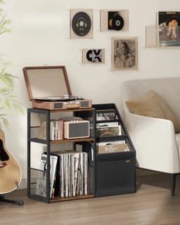 Jessi Store - Platenspeler meubel - LP kast - Vinyl opbergkast - Draaitafelstandaard - Bijzettafel - 3 lagen - 81x30x69 cm — thumbnail 5
