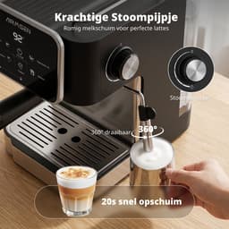 AIRMSEN Espressomachine - 20 Bar - Met Stoompijpje - Touchscreen - Pistonmachine - Zwart — thumbnail 4