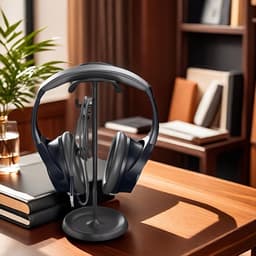 Hoofdtelefoonstandaard met aluminium steunstang, flexibele hoofdsteun en stevige ABS-voet, geschikt voor alle hoofdtelefoonformaten. — thumbnail 3