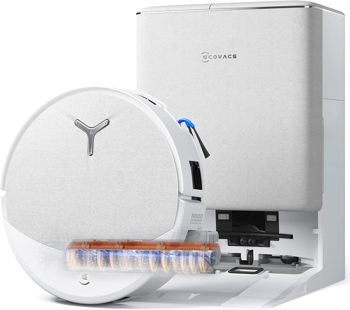 ECOVACS DEEBOT T90 OMNI – Robotstofzuiger met dweilfunctie– 30.000 Pa – OZMO roller dweil –TruEdge 3.0 randreiniging –ZeroTangle 4.0 Anti-tangle –OMNI 2.0 station Zelfreinigend–AIVI 3D obstakelvermijding– Voor harde vloeren & tapijt–Wit–T80 Upgrade — afbeelding 1
