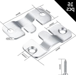 16 Wandmontagehouders van RVS, Verborgen Bevestiging, Geschikt voor Foto's en Lijsten, Inclusief 32 Schroeven voor Eenvoudige Installatie — thumbnail 5
