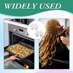 Een set van twee professionele hittebestendige handschoenen, bestaande uit ovenwanten en keukenhandschoenen, geschikt voor gebruik in de airfryer, op de barbecue, in de tuin en in de keuken (roze maat S, groen maat M). — thumbnail 5