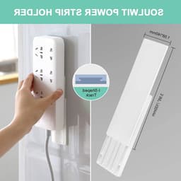 5-pack Zelfklevende Stekkerdoos Houder, Overspanningsbeveiliging, Muurbevestiging voor Kabelbeheer onder Bureau, Ideaal voor Thuis en Kantoor — thumbnail 5