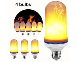 4 stuks E27 LED-vlameffectlampen, vuurlampen, flikkerende vlamlampen, decoratieve verlichting voor de feestdagen, Kerstmis, Halloween, bruiloft, diner, tafeldecoratie, vlamlampen