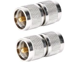 2 Stuks PL259 UHF Male naar Male Connector - RF Coax Adapter voor 50 Ohm Signaalverbindingen en Antennegebruik