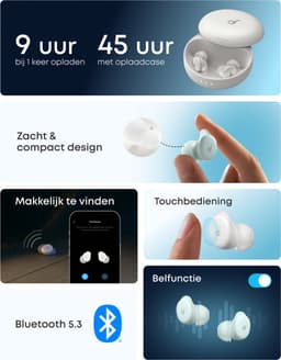 soundcore Sleep A30 Slaapkoptelefoon by Anker - AI Snurkdetectie - Oordopjes Slapen - Perfect voor Zijslapers - Noise Cancelling - 45U Batterij — thumbnail 3