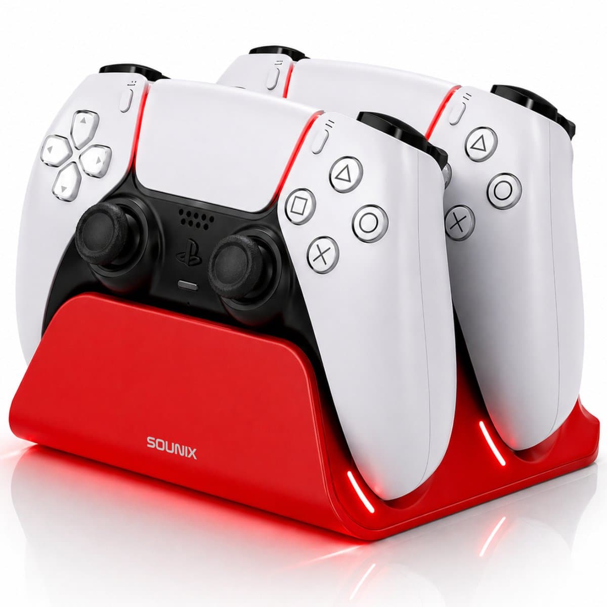 Sounix Oplaadstation geschikt voor PS5 Slim Controller - 2in1 charging station - PS5 accessoires - Rood — afbeelding 1