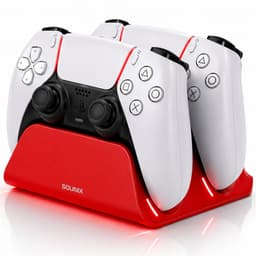 Sounix Oplaadstation geschikt voor PS5 Slim Controller - 2in1 charging station - PS5 accessoires - Rood — thumbnail 1