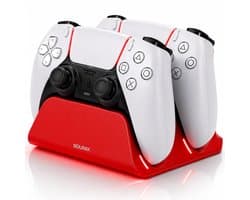 Sounix Oplaadstation geschikt voor PS5 Slim Controller - 2in1 charging station - PS5 accessoires - Rood