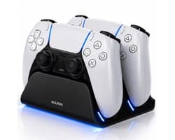 Sounix Oplaadstation geschikt voor PS5 DualSense Controller - PS5 accessoires - Dual Oplader - Charging Dock - Zwart