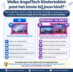 AngelTech Kindertablet XL – 3+4GB RAM - 32+64GB – Android 14 - 100%Kidsproof – Extra Groot – Vanaf 3 Jaar - Ook Voor Volwassen Gebruik - 10 Inch - Ouderlijk Toezicht – Fidgy Beschermhoes – Roze — thumbnail 4
