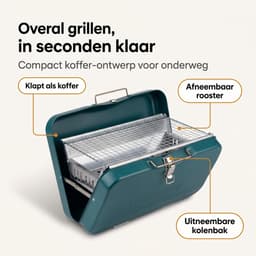 Lomera Opvouwbare Barbecue - Houtskool BBQ - Draagbare BBQ - Tafelbarbecue - Camping Barbecue - Koffer Barbecue - Inklapbare BBQ - Mini Barbecue - Picknick Barbecue - Meeneem Barbecue - Houtskoolbarbecue — thumbnail 3