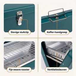 Lomera Opvouwbare Barbecue - Houtskool BBQ - Draagbare BBQ - Tafelbarbecue - Camping Barbecue - Koffer Barbecue - Inklapbare BBQ - Mini Barbecue - Picknick Barbecue - Meeneem Barbecue - Houtskoolbarbecue — thumbnail 5