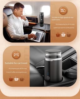 Draagbaar snoerloos koffiezetapparaat – Koffiebeker voor buiten – Espressomachine – Capsulekoffiezetapparaat – Compact ontwerp (170 ml) – Ideaal voor op reis, op de camping en in de auto — thumbnail 3