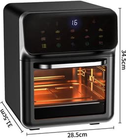 Heteluchtfriteuse – Airfryer - Airfryer Oven - 10L - 1350W - 360° Circulatie - 80°C tot 230°C - Airfryer Zonder Olie - Touchscreen - Kijkvenster - Automatisch Uitschakelen - Zwart — thumbnail 2