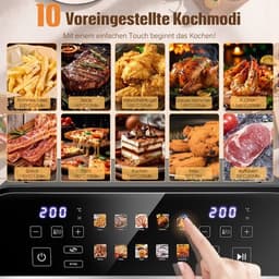Airfryer – Friteuse – Heteluchtoven – Heteluchtfriteuse – Oven – 10,5L DualZone Met Dubbele Mand – 2600W Vermogen Met Touchscreen Bediening — thumbnail 5