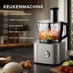 Sello! keukenmachine – keukenrobot – blender – 11 in 1 – 1100w – 3.2L kom – 1.5L blender – veiligheidsslot – 3 snelheden – blauw — thumbnail 5