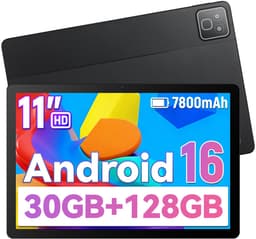 11 inch Tablet - Android 16 Tablets - 128GB - 5G Wi-Fi - 7800mAh - Zwart — thumbnail 1