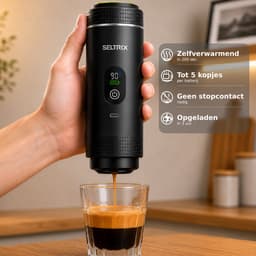 Draagbare Koffiemachine - 20 Bar - Espressomaker voor Onderweg - Inclusief Beschermhoes - 150 ml - 7500 mAh Oplaadbaar - Draagbaar koffiezetapparaat - Cups & Gemalen Koffie - Camping & Reizen - Espresso & Lungo - Seltrix - Zwart — thumbnail 2