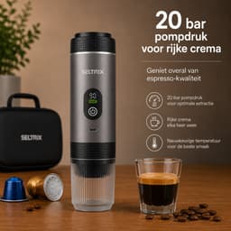 Draagbare Koffiemachine - 20 Bar - Espressomaker voor Onderweg - Inclusief Beschermhoes - 150 ml - 7500 mAh Oplaadbaar - Draagbaar koffiezetapparaat - Cups & Gemalen Koffie - Camping & Reizen - Espresso & Lungo - Seltrix - Grijs — thumbnail 4