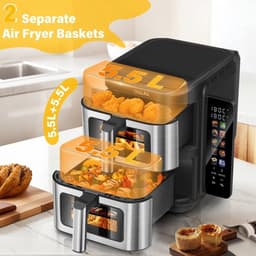 Heteluchtfriteuse – Airfryer – Friteuse – Luchtfriteuse – Digitale Oven – 11 Liter Capaciteit – Dubbele Mand met Cook & Sync Systeem — thumbnail 1