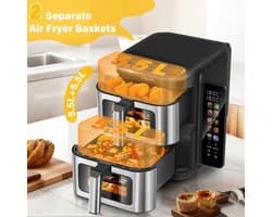 Heteluchtfriteuse – Airfryer – Friteuse – Luchtfriteuse – Digitale Oven – 11 Liter Capaciteit – Dubbele Mand met Cook & Sync Systeem