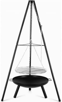 Cellista Statief BBQ Grill - Houtskool Grillset - Kampvuur BBQ - Vuurkorf met Hangend Grillrooster - Verstelbare Hoogte - 52 cm — thumbnail 1