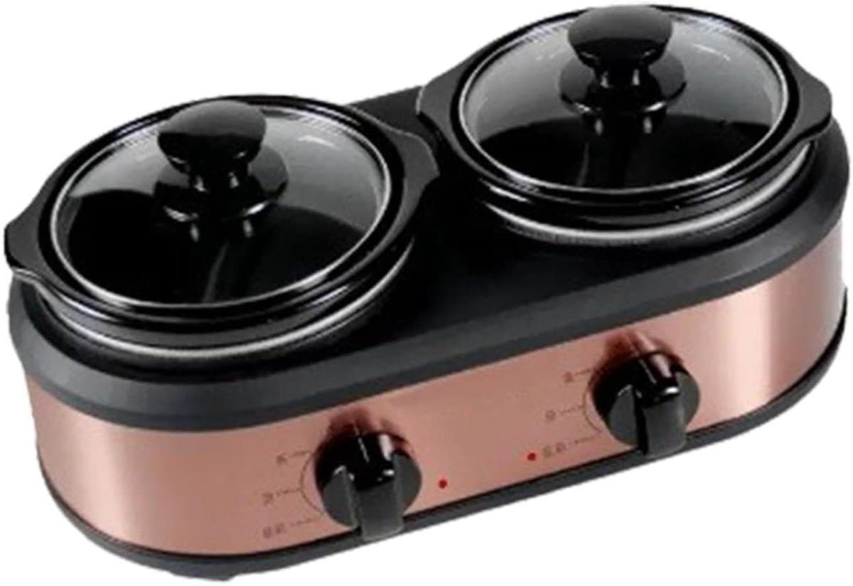 Huishoudelijke multicooker - Mini kookpan - Gezond koken - Dubbele keramische pot - 12L per pot - Zwart — afbeelding 1