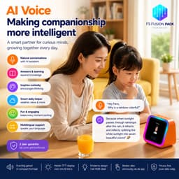 Slimme AI Speaker met RGB Verlichting & Digitale Fotolijst - Slimme wekker-FS Fusion Pack Slimme AI Speaker met RGB Verlichting & Digitale Fotolijst – Draadloze Bluetooth Speaker, Wekker, TFT Display, Spraakbesturing, Smart Alarm Klok & App Cadeau — thumbnail 6