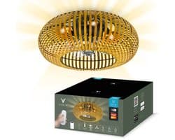 Varin® Smart Plafondlamp met ventilator - Bamboe - Tuya Wifi - Ø 50cm - Plafondventilator met verlichting - Smart lamp slaapkamer - Plafonniere kinderkamer - Plafondlampen industrieel - Plafond lamp - Afstandsbediening - Plafond met ventilator — afbeelding 1