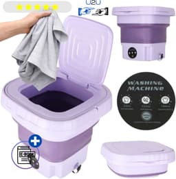 Mini Wasmachine met Centrifuge 8L Paars - Opvouwbare Wasmachine - Kleine Wasmachine - Camping Wasmachine - Wasmachine Draagbaar - Met Ebook — thumbnail 1