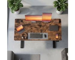 In hoogte verstelbaar bureau, statafel, computertafel, herinnering bij lang zitten, geheugenfunctie met 4 hoogtes, voor kantoor, 120 x 60 cm, vintage bruin LSD312KD03-Mobili Bella