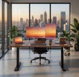 In hoogte verstelbaar bureau, statafel, computertafel, herinnering bij lang zitten, geheugenfunctie met 4 hoogtes, voor kantoor, 120 x 60 cm, vintage bruin LSD312KD03-Mobili Bella — thumbnail 3