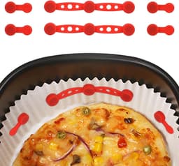2 Sets Airfryer Silicone Magnetic Buckles, Red Magnets to Hold Paper Trays in Place Airfryer Accessories for Heat Resistance and Preventing Paper Burning — thumbnail 1