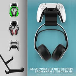 Dual Gamepad Controller en Hoofdtelefoon Stand Houder, Wandgemonteerde Gaming Hoofdtelefoon Hanger voor PS5, Xbox ONE en Pulse 3D Headset (Zwart) — thumbnail 2