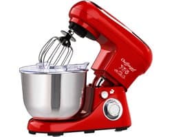 Cheffinger Keukenmixer - Rood - 6.5L Mengkom - Keukenrobot - 3 Accessoires - Keukenmachine - 1600W