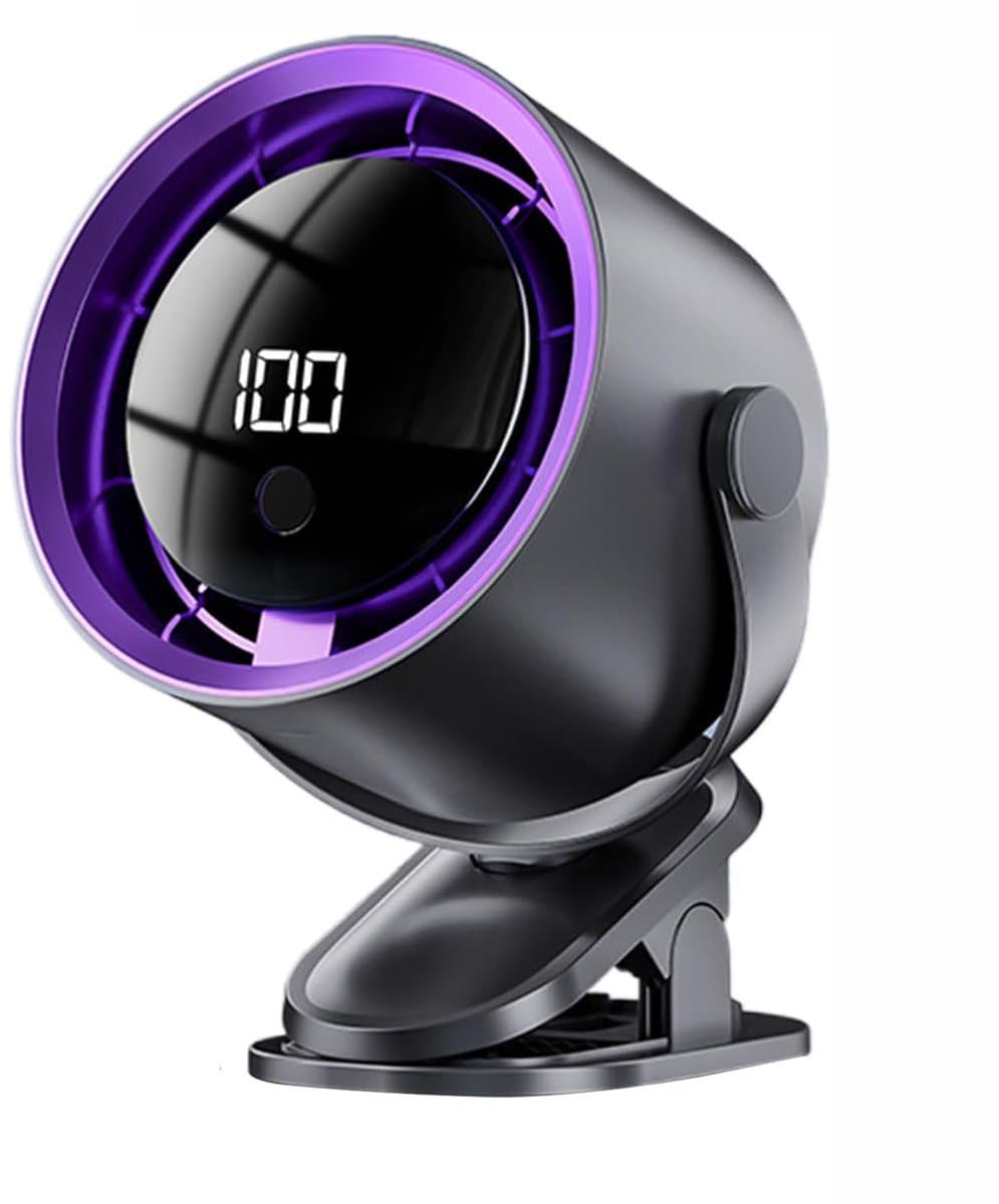 Ventilator - Tafelventilator - Handventilator - Mini ventilator - Ventilator voor kinderwagen - 100 snelheden - USB-oplaadbare - stille clipventilator met led-display - Auto-onderdelen voor buitenactiviteiten - Kamperen - Keuken - Slaapzaal - Paars — afbeelding 1