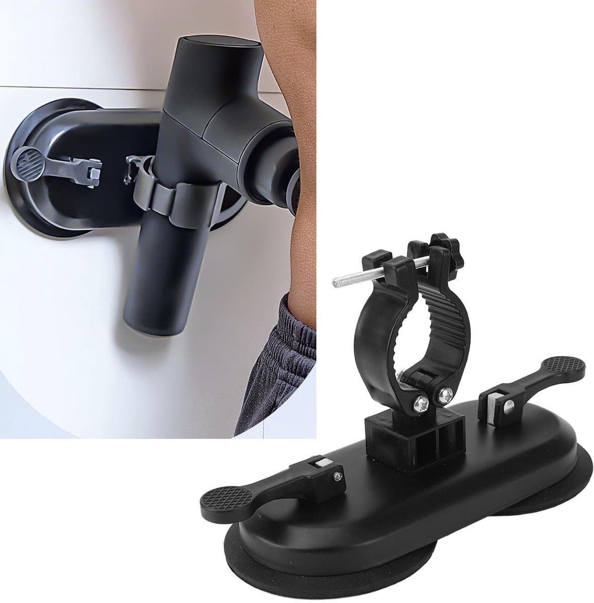 Dailygoody - Wandzuignap Massage Gun Houder - Handsfree Massage Gun Mount - Voor Nek en Taille - Zelf Massage - Ideaal voor Thuisgebruik - Praktisch e — afbeelding 1
