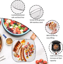 Accessoires voor heteluchtfriteuses, multifunctioneel rooster, multifunctionele houder voor heteluchtfriteuses, van roestvrij staal, rooster voor heteluchtfriteuses, geschikt voor de meeste heteluchtfriteuses — thumbnail 3