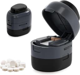 Tablettenverdeler met opbergvak, compacte en veilige tabletsnijder voor thuis en onderweg, ideaal voor pillen en medicijnen — thumbnail 1