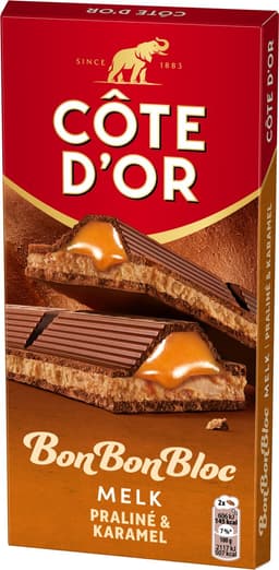 Côte d'Or BonBonBloc Chocoladereep Melk Praliné & Karamel 8 x 200g - Chocolade Tabletten - Cadeau vrouwen of mannen verjaardag - Voorraad — thumbnail 4