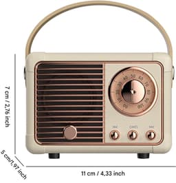Elkuaie Retro Radio Bluetooth - Draagbare Subwoofer - Nostalgie Design - 1 Stuk - Melkachtig Wit — thumbnail 5